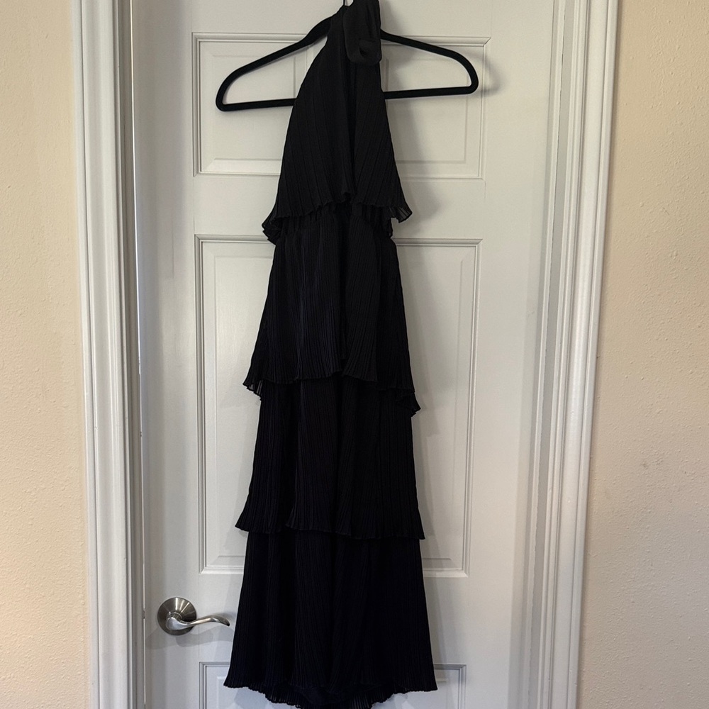 Grace Karin Black Halter Tiered Maxi Dress